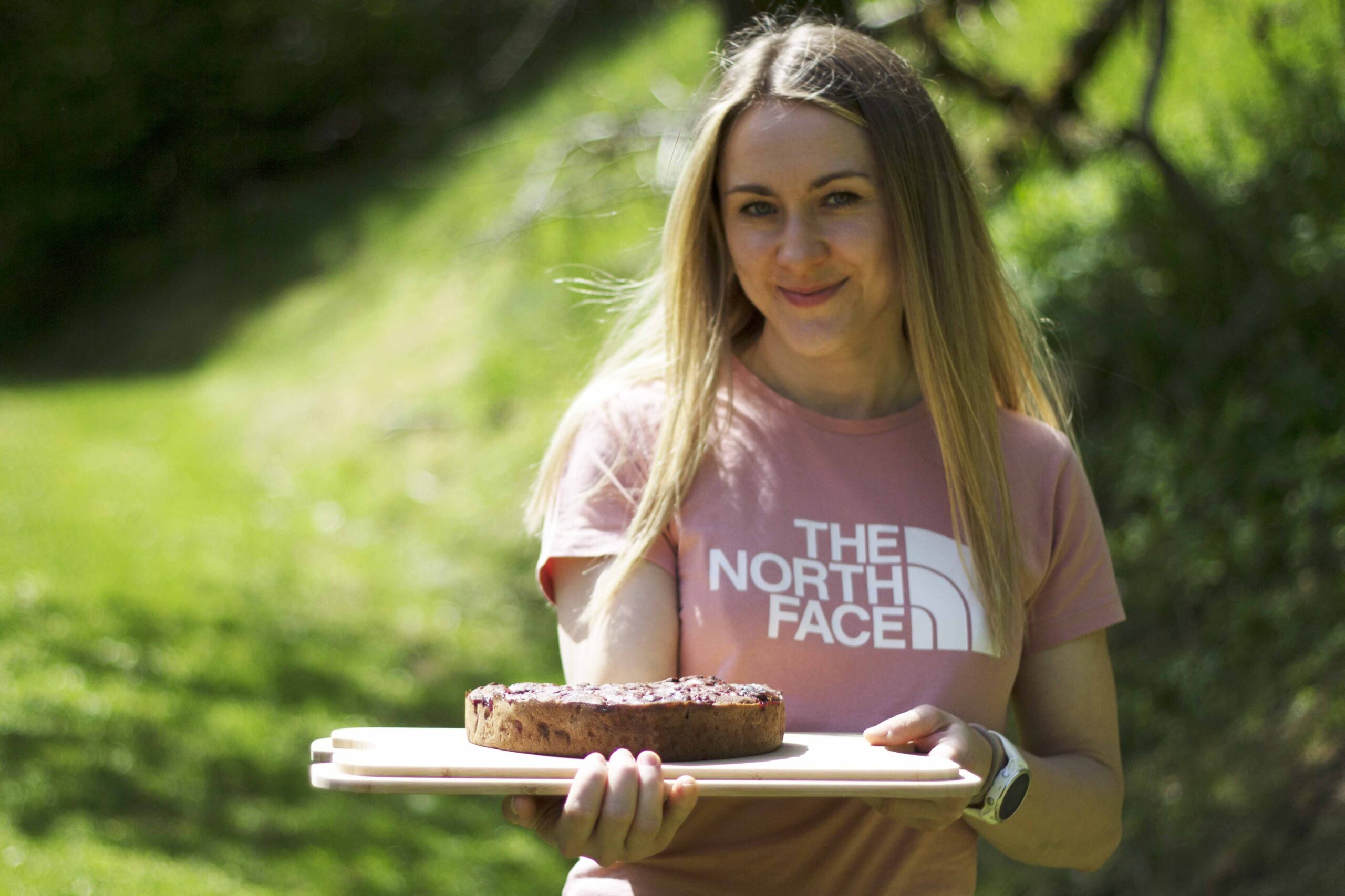 Healthy brownie, beetroot brownie, cake with cherries, fit dessert