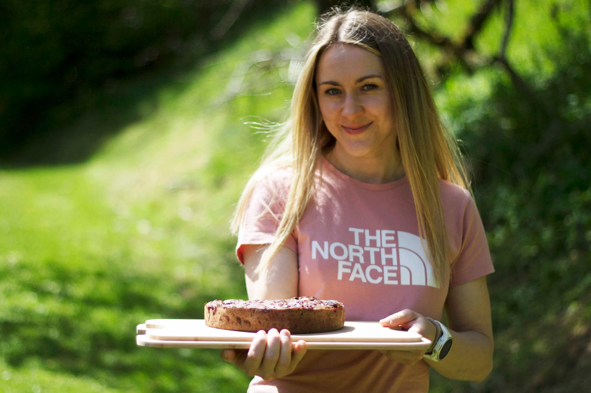 Healthy beetroot brownie cake with cherries